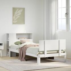 vidaXL fehér tömör fenyőfa könyvespolcos ágy matrac nélkül 90 x 200 cm (3322647) - vidaxl