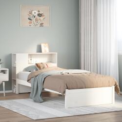 vidaXL fehér tömör fenyőfa könyvespolcos ágy matrac nélkül 90 x 190 cm (3322372)