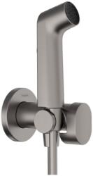 Hansgrohe Bidette Hidegvizes bidé kézizuhany S, 1jet, EcoSmart, zuhanytartóval és 125cm-es zuhanytömlővel, Szálcsiszolt Fekete Króm 29230340 (29230340)