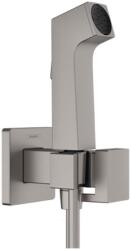 Hansgrohe Bidette Hidegvizes bidé kézizuhany E, 1jet, EcoSmart+, zuhanytartóval és 125cm-es zuhanytömlővel, Szálcsiszolt Fekete Króm 29231340 (29231340)