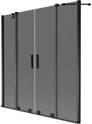 Mexen Velar Duo, 2 szárnyas eltolható kádparaván 160 x 150 cm, 8mm szürke üveg, fekete matt, 896-160-000-42-70 (896-160-000-42-70)