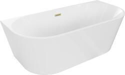 Mexen Oval, szabadon álló fali kád 160 x 80 cm, fehér, arany matt túlfolyó, 52671608000-55 (52671608000-55)