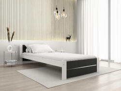  Pat IKAROS DOUBLE 90 x 200 cm, antracit/alb Saltele: Cu saltele Coco Maxi 20 cm, Somiera pat: Cu lamele curbate