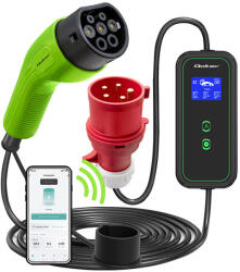 Qoltec Állítható áramú (16 - 32 A), 7 kW, időzíthető Type 2 EV (elektromos autó) töltő, 5 m. WiFi. 52477 (52477)