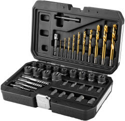 NEO TOOLS Törtcsavar kiszedő készlet, vezetőfúrókkal, 40db-os (11-923)