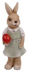 Nyuszi lány figura zöld ruhában tojással - 18 cm (Q046794)