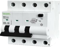 TRACON Tracon EVOBKM4B1603 Kombinált védőkapcsoló, 4P, 5modul, B karakterisztika B16A, 30 mA, 6kA, B (EVOBKM4B1603)