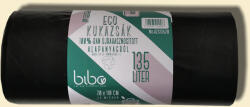 bibo eco 100% újrahasznosított hulladékgyűjtő zsák, 135l, 70x110cm, 23mik, 20db/roll