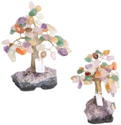  Pomul Vietii din Cuart Mixt - Vindecare si Echilibru Energetic - cu Suport Ametist - 12-15 x 6-10 x 5-8 cm - 1 Buc