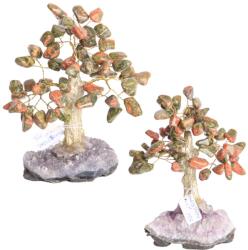  Pomul Vietii din Unakit Natural - Echilibru Emotional si Vindecare - Suport Ametist - 12-14 x 10-14 x 5-8 cm - 1 Buc