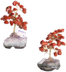 Pomul Vietii din Jasp Rosu Rulat cu Suport de Ametist - 11-12 x 8-9 x 6-8 cm - 1 Buc
