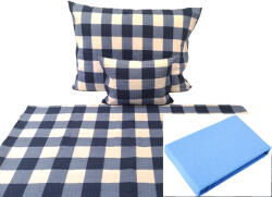  Akciós krepp hosszú ágynemű csomag: 150x220 cm lepedő + 140x220 cm kék kockás ágynemű huzat együtt