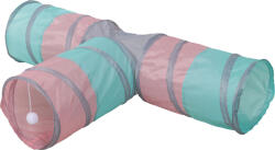 Kerbl Macskacső három bejárattal - türkiszkék/pink/szürke, 25 (átmérő) x 80 x 50 cm