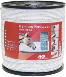 Kerbl Premium Plus villanypásztor szalag - fehér/zöld, 200 m x 40 mm