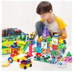 PicassoTiles Set PicassoTiles 700 piese: magnetice, cărămiduțe, figurine, trasee de bile, whiteboard cu markere și cutie de depozitare Jucarii de constructii magnetice