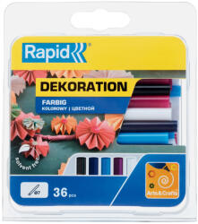 Rapid 5001377, set 36 batoane de adeziv, decoratiuni, colorate, 7 x 90 mm (5001377)