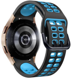 RMPACK 22mm Samsung Galaxy Watch 5 44mm / Watch 5 40mm / Watch 5 Pro 45mm Óraszíj Pótszíj Szilikon SportLife Series DUAL-HOLE Fekete/Világoskék