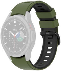 RMPACK 20mm Samsung Galaxy Watch 5 44mm / Watch 5 40mm / Watch 5 Pro 45mm Szilikon Óraszíj Pótszíj DUALColor Series KatonaZöld/Fekete