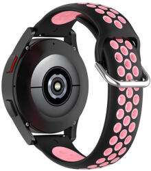 RMPACK Samsung Galaxy Watch4 Classic 46mm, 44mm Óraszíj Szilikon Pótszíj Sport Hollow Style Fekete/Rózsaszín