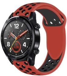 R-Mobile Pack Huawei Watch GT Óraszíj - Szilikon Pótszíj Trendy Sport Style Piros/Fekete