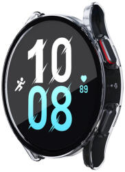 RMPACK Samsung Galaxy Watch 5 44mm / Watch 4 44mm Védőkeret Műanyag + Kijelzővédő Üvegfólia Tempered Glass Protector Áttetsző