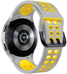 RMPACK 22mm Samsung Galaxy Watch 5 44mm / Watch 5 40mm / Watch 5 Pro 45mm Óraszíj Pótszíj Szilikon SportLife Series DUAL-HOLE Szürke/Sárga