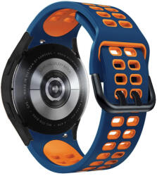 RMPACK 22mm Samsung Galaxy Watch 5 44mm / Watch 5 40mm / Watch 5 Pro 45mm Óraszíj Pótszíj Szilikon SportLife Series DUAL-HOLE Sötétkék/Narancssárga