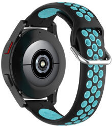 RMPACK Samsung Galaxy Watch4 Classic 46mm, 44mm Óraszíj Szilikon Pótszíj Sport Hollow Style Fekete/Cián