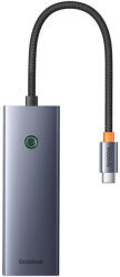 Baseus UltraJoy 7 az 1-ben USB-C HUB elosztó adapter USB-C - HDMI, 3xUSB 3.0, PD, SD/microSD (szürke) - smartdiszkont