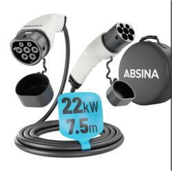 ABSINA 22kW, 32A, 3 fázisú, 7, 5m elektromos autó töltőkábel (52-231-1007) - bestbyte