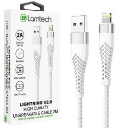 Lamtech Cablu Date si Incarcare Lamtech, USB la Lightning, Incasabil, 2A, 2m, Argintiu