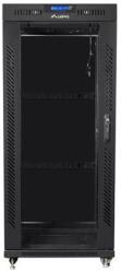 Lanberg FF01-6827-12BL 19" 27U SZÉL: 600mm MÉLY: 800mm MAG: 1431mm lapraszerelt LCD üvegajtós fekete rack szekrény (FF01-6827-12BL) - bestbyte