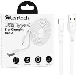 Lamtech Cablu Date si Incarcare Lamtech, USB la Type-C, Plat, 3A, 1m, Alb