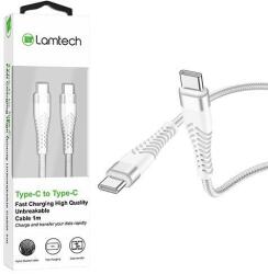 Lamtech Cablu Date si Incarcare Lamtech, Type-C la Type-C, Incasabil, 1m, Alb