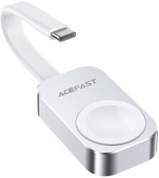 Acefast - Okosóra Vezeték nélküli Töltő (E21) - iWatch-hoz, 5W, Type-C Kábellel, Széleskörű Kompatibilitás, Hordozható - Ezüst
