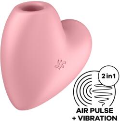 Satisfyer Stimulator Clitoris Cutie Heart Air Pulse Stimulator+Vibration, Silicon, USB, Roz Vibrator