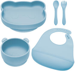 AppeKids Set pentru diversificare Panda +6 luni Aqua Blue, 1 bucata, Appekids Set pentru masa bebelusi