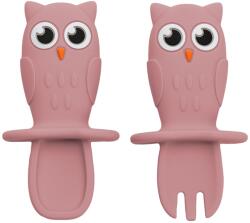 AppeKids Set tacamuri din silicon Owl Old Rose 6 luni+, 1 bucata, Appekids