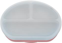AppeKids Farfurie compartimentata din silicon cu ventuza si capac Old Rose 6 luni+, 1 bucata, Appekids