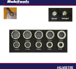 Hubi Tools Csavarkiszedő adapter készlet 85%-ig sérült, lesarkalt csavarhoz 8-17 mm (HU45115)