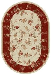 Delta Carpet Covor Oval, 100 x 200 cm, Crem / Rosu, Model Flori Lotos (LOTUS-551-120-O-12) Covor