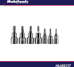 Hubi Tools Csavarkiszedő készlet 7 db-os - sérült BKNY Torx csavarokhoz 1/4" T10-T40 (HU45117)