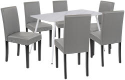 Leziter Megan 6+1 étkező garnitúra fehér-szürke (LEAB140-WH_LKE-GR_6) - homelux