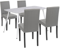 Leziter Megan 4+1 étkező garnitúra fehér-szürke (LEAB140-WH_LKE-GR_4) - homelux