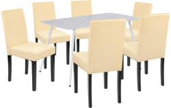 Leziter Megan 6+1 étkező garnitúra fehér-bézs (LEAB140-WH_LKE-BE_6) - homelux