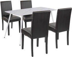 Leziter Megan 4+1 étkező garnitúra fehér-fekete (LEAB140-WH_LKE-BL_4) - homelux
