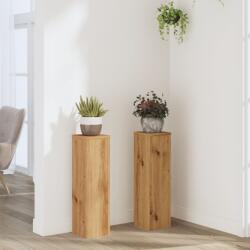 vidaXL 2 db kézműves tölgy szerelt fa növénytartó állvány 17x17x60 cm (852941) - vidaxl