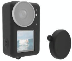 PULUZ PU874B DJI Osmo Action 5 Pro / 4 / 3 PULUZ szilikon védőtok objektívsapkával (Fekete) (PU874B)