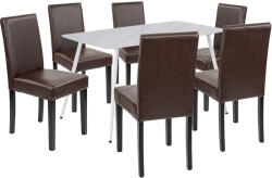 Leziter Megan 6+1 étkező garnitúra fehér-barna (LEAB140-WH_LKE-BR_6) - geminiduo