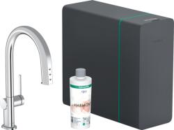 Hansgrohe Aqittura M91 Vízszűrős konyhai csaptelep és szódakészítő rendszer 210, kihúzható zuhanyfejjel, 1jet, sBox, Króm 76838000 (76838000)